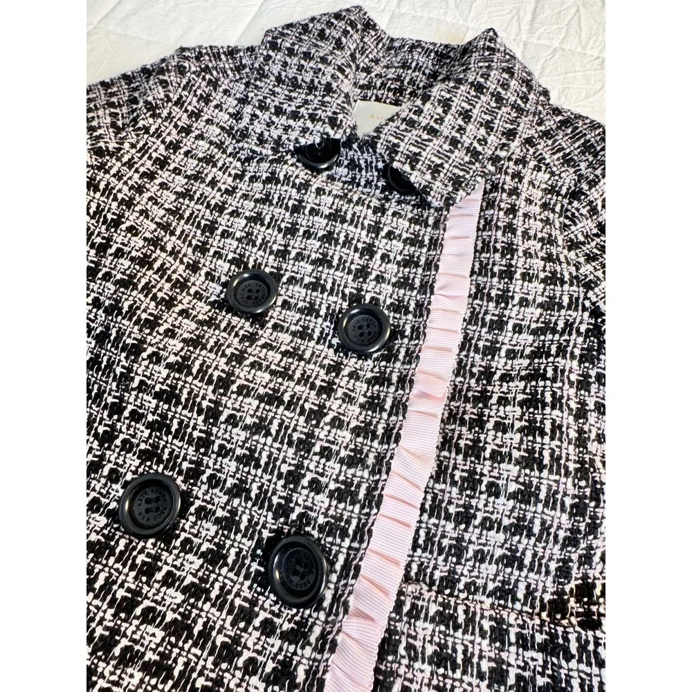 Kate Spade New York Fancy Tweed Double Breasted Ruffle Trim Jacket‎ Kids 3Y